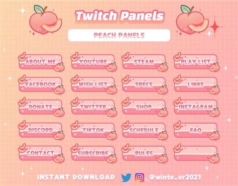 Twitch Cute Peach Panels / Pink Twitch Panels / Kawaii / Streamer ...