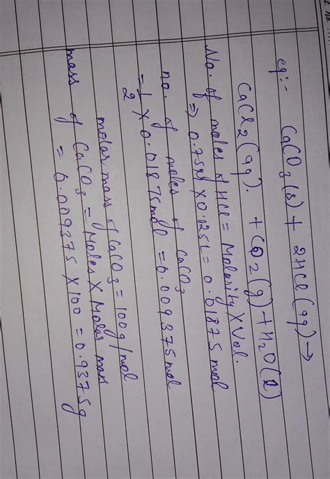 What is the general formula of Caco3.hcl when it is mixed with ...