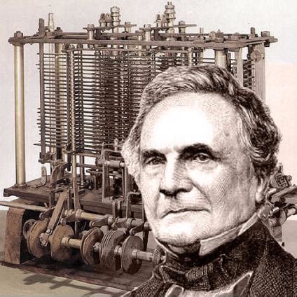 Charles Babbage and his machine.