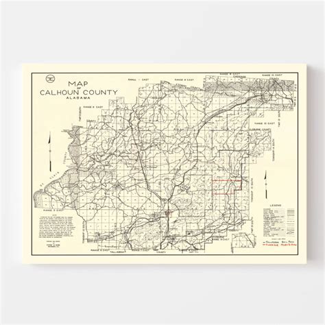 Vintage Map of Calhoun County, Alabama 1930 by Ted's Vintage Art