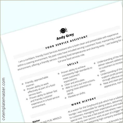 Food Service Attendant Sample Resume - Resume Example Gallery