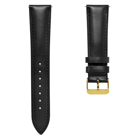 18mm Black Leather Watch Strap with Gold-Tone Buckle – Quick Release | In stock! | Trendhim