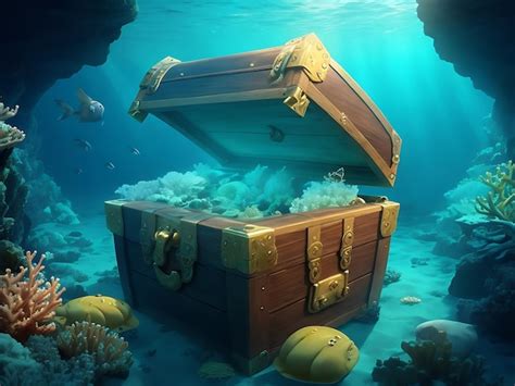 Premium AI Image | Treasure chest underwater in ocean