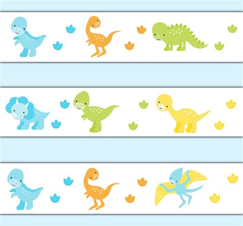 DINOSAUR WALLPAPER BORDER Decal Wall Art Baby Dino Nursery | Etsy