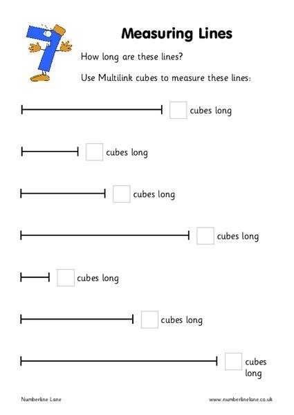 Measuring Lines Worksheet for Kindergarten - 1st Grade | Lesson Planet