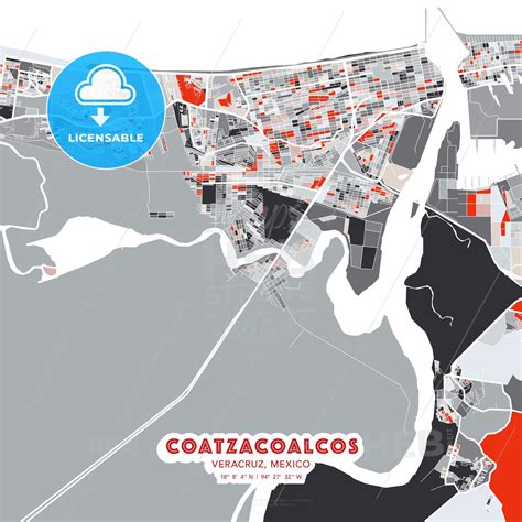 Coatzacoalcos, Veracruz, Mexico, modern art map | Map poster, Street map, Poster template