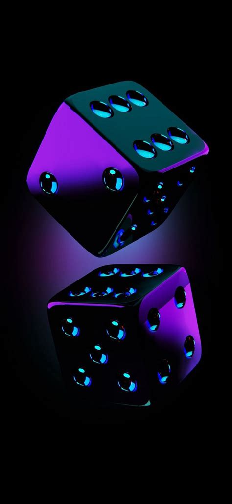 two black and purple dices with blue lights on them