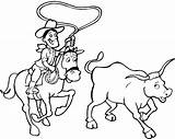Bull Rodeo Coloring Pages Riding Drawing Drawings Horse Printable  sketch template