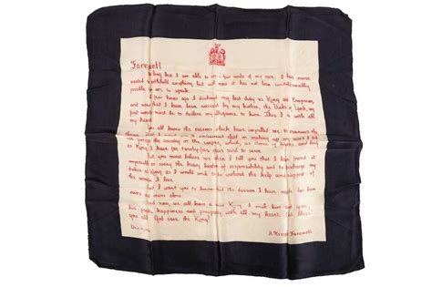 Lot 47 - ABDICATION SPEECH BY KING EDWARD VIII ON SILK