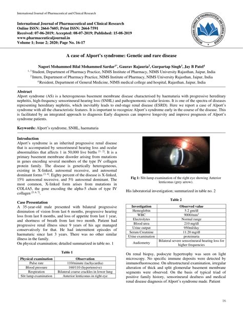 (PDF) A case of Alport's syndrome: Genetic and rare disease