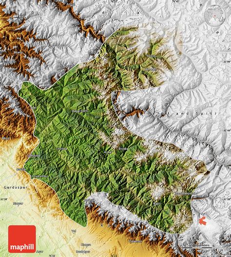 Satellite Map of Chamba, physical outside