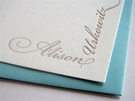 Personalized Stationery Custom Letterpress 1color