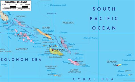 Political Map of Solomon Islands - Ezilon Maps