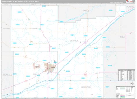 Grand Island, NE Metro Area Wall Map Premium Style by MarketMAPS