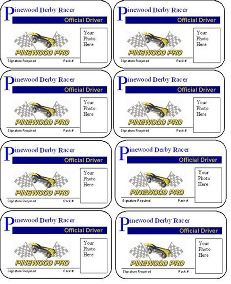 Pinewood Derby License Template - Printable Word Searches