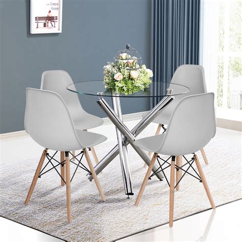 Round Dining Table For 4 Glass ~ Dining Modern Set Chairs Gloss Table ...