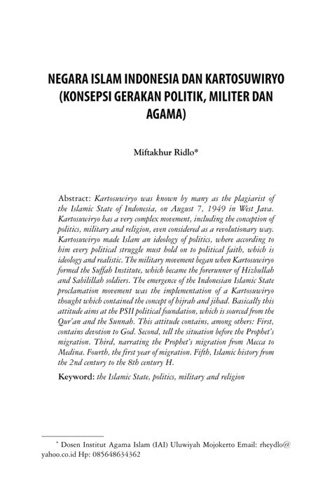 (PDF) Negara Islam Indonesia Dan Kartosuwiryo