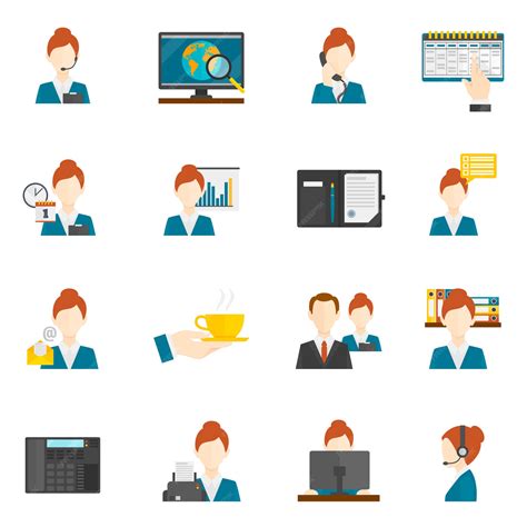 Free Vector | Personal assistant flat icons