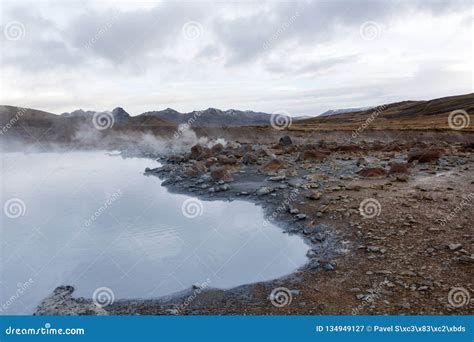 Hot sulfur lake in Iceland stock image. Image of scenic - 134949127