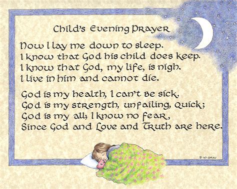 Child's Evening Prayer Drawing by Betsy Gray