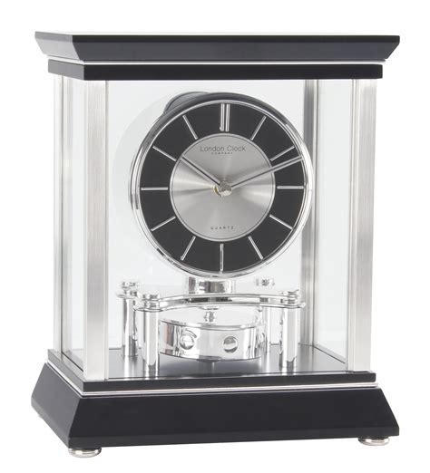 London Clock Company Black & Silver Rotating Pendulum Mantel Clock ...