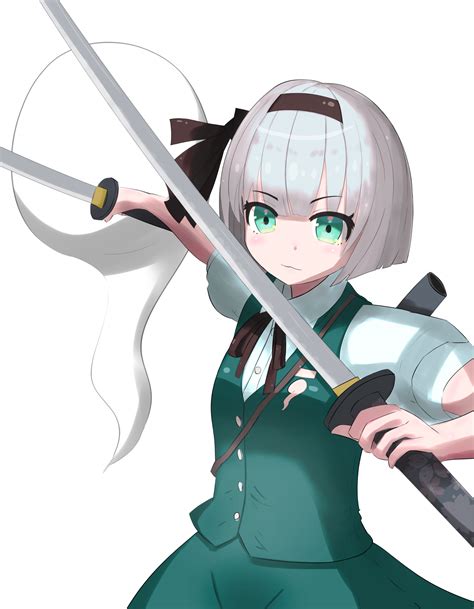 Wallpaper : anime girls, Touhou, Konpaku Youmu, short hair, silver hair ...