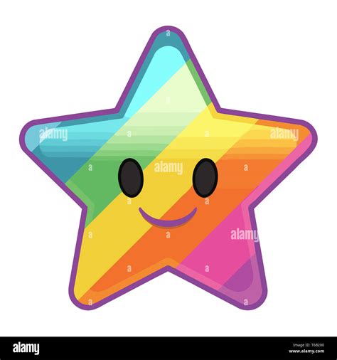 rainbow colors star shape face happy illustration Stock Photo - Alamy