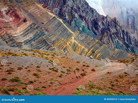 Color Mountains in Aconcagua National Park. Andes Stock Photo - Image ...