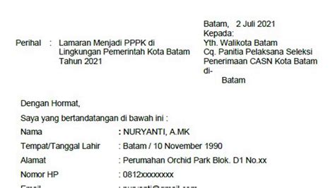 Contoh Surat Pernyataan Pppk Teknis 2022 - IMAGESEE