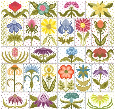 Funky Flower CollectionCounted Cross Stitch by ByTheBayNeedleart Cross Stitch Patterns Flowers ...