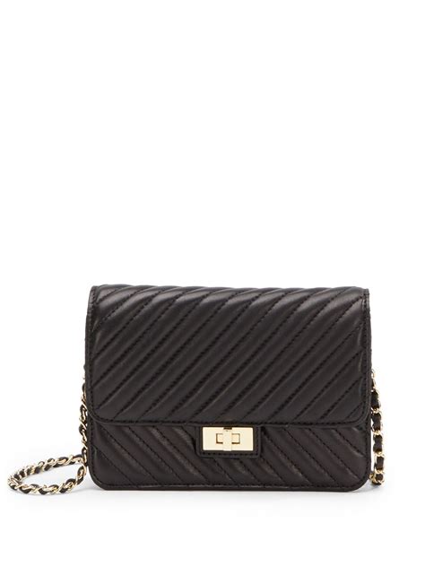 Saks fifth avenue Sindy Quilted Leather Shoulder Bag in Black | Lyst