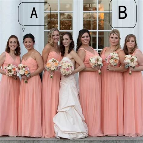 Plus Size Peach Color Bridesmaid Dresses Elegant Chiffon Long Dress To Formal Party Sweetheart ...