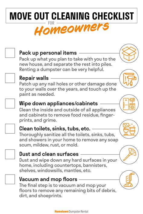 Move Out Cleaning Checklist for Homeowners | Hometown Dumpster Rental