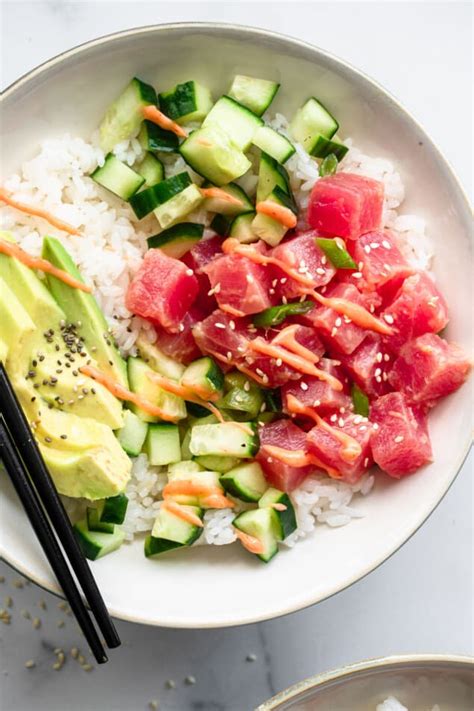 Spicy Ahi Tuna Poke Bowl Recipe | Food Faith Fitness