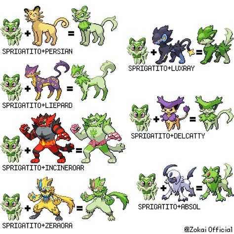 Zokai on Instagram: “Imagining Sprigatito evolutions as fusions with ...