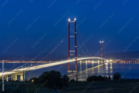 1915 Canakkale Bridge aerial view in Canakkale, Turkey. World's longest ...