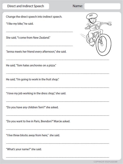 direct and indirect speech worksheets for grade 5 your home teacher - grade 5 grammar lesson 14 ...