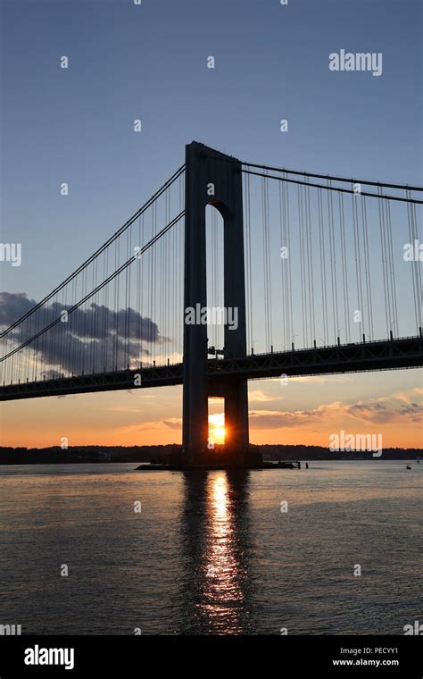 Verrazano Bridge at sunset in New York Stock Photo - Alamy