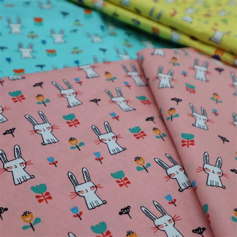 Lovely White Bunny Cotton Fabric Cute Rabbit Printed on | Etsy