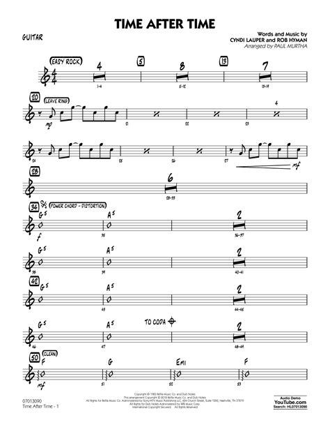 Time After Time - Guitar by Paul Murtha Sheet Music for Jazz Ensemble at Sheet Music Direct