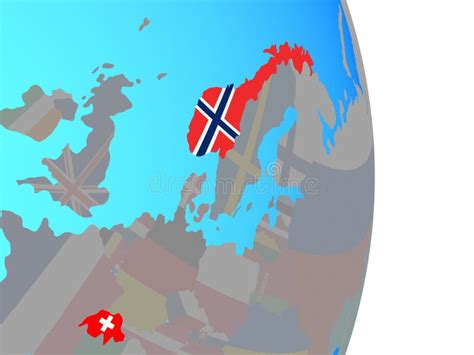 EFTA Countries On 3D Globe Isolated Stock Illustration - Illustration of iceland, switzerland ...