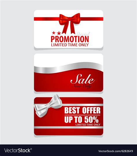 Gift coupons with bows and ribbons Royalty Free Vector Image