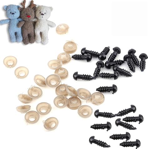 6mm Safety Eyes for Crochet Dolls, 50PCS Plastic Black Safety Eyes Crochet Eyes Black Eyes for ...