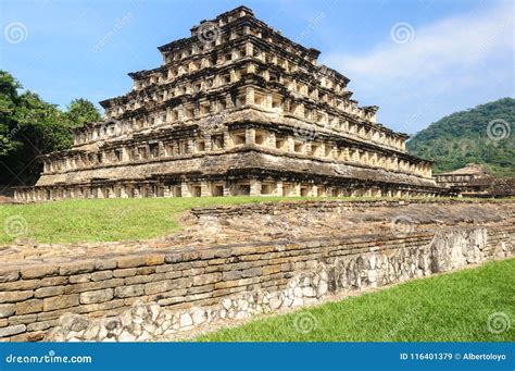 Pyramid of the Niches in El Tajin Archaeological Site, Mexico Stock ...