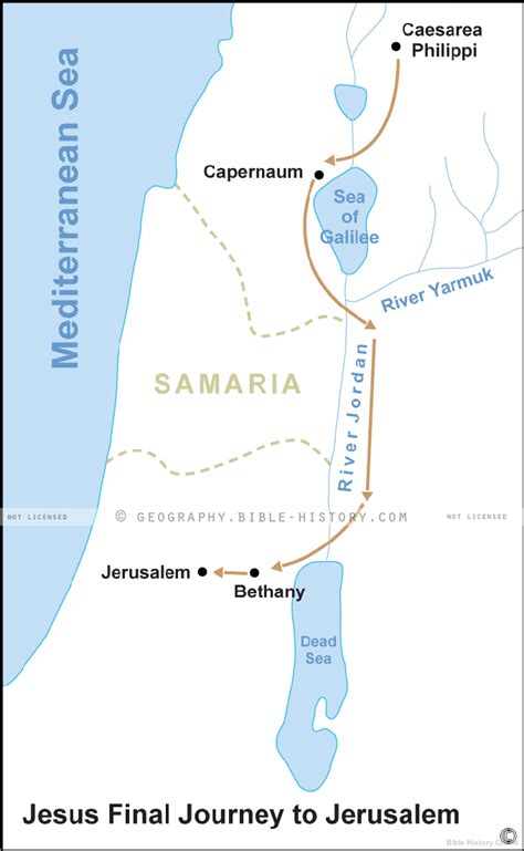 Jesus' Final Journey to Jerusalem - Basic Map (72 DPI) 1-Year License - Bible Maps and Images