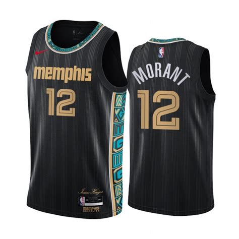 Ja Morant Memphis Grizzlies 2020-21 Noir Ville Maillot Nouvel Uniforme ...