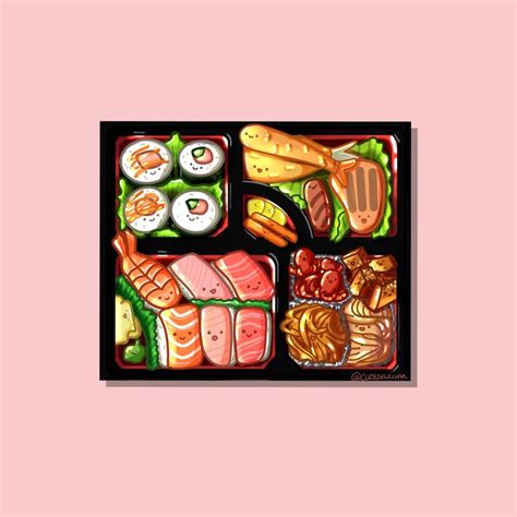 Delicious and Detailed Bento Box Drawing