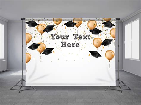 Graduation Party Backdrop, Grad Photo Booth, Personalized Banner, Graduation Cap Background ...