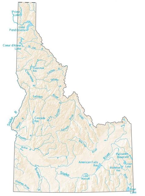 Idaho Lakes and Rivers Map - GIS Geography