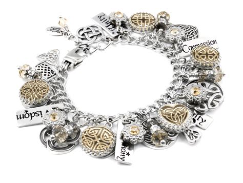 Irish Charm Bracelet with Celtic Knots of Spirals, Patterns and Motifs ...